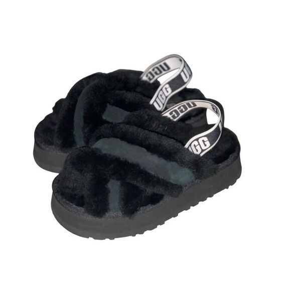 UGG Fluff Yeah Slide Slippers Black Size 6 - Picture 1 of 5